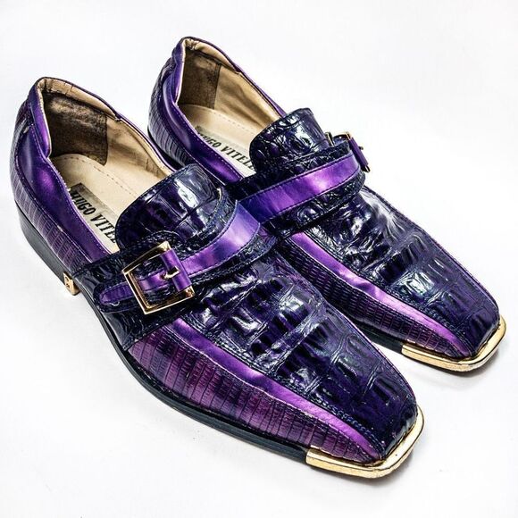 Vintage Hugo Vitelli Purple Passion Monk Dress Shoes Sz 9 main image 11